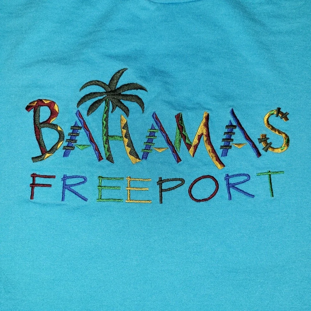 Vintage Bahamas Freeport Short Sleeve T-Shirt Size‎ Large Single Stitch Blue